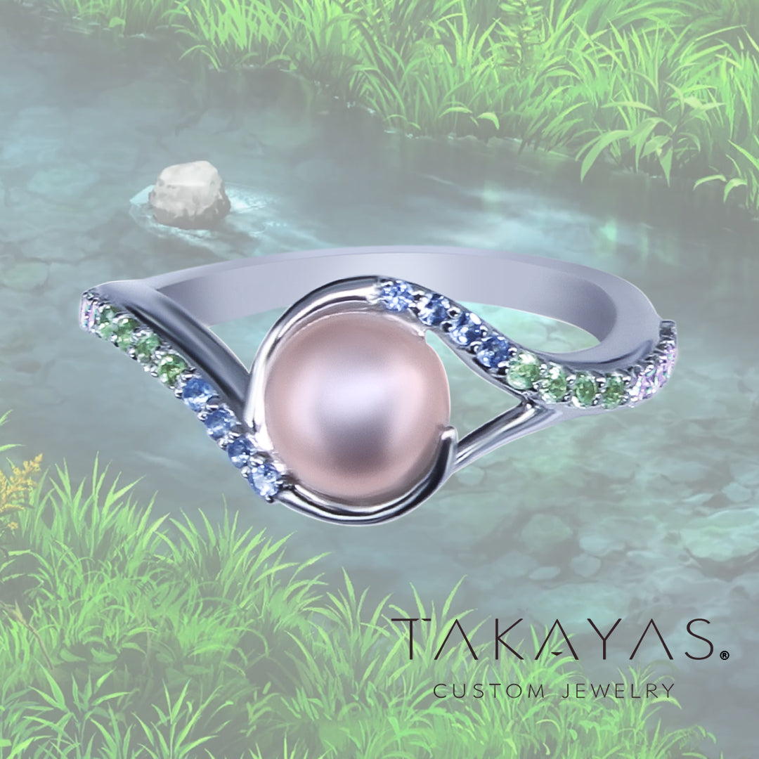 Winding River Pearl Wedding Ring