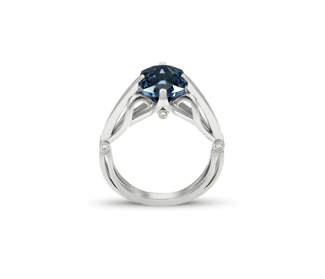 Custom Platinum Montana Sapphire Anniversary Ring