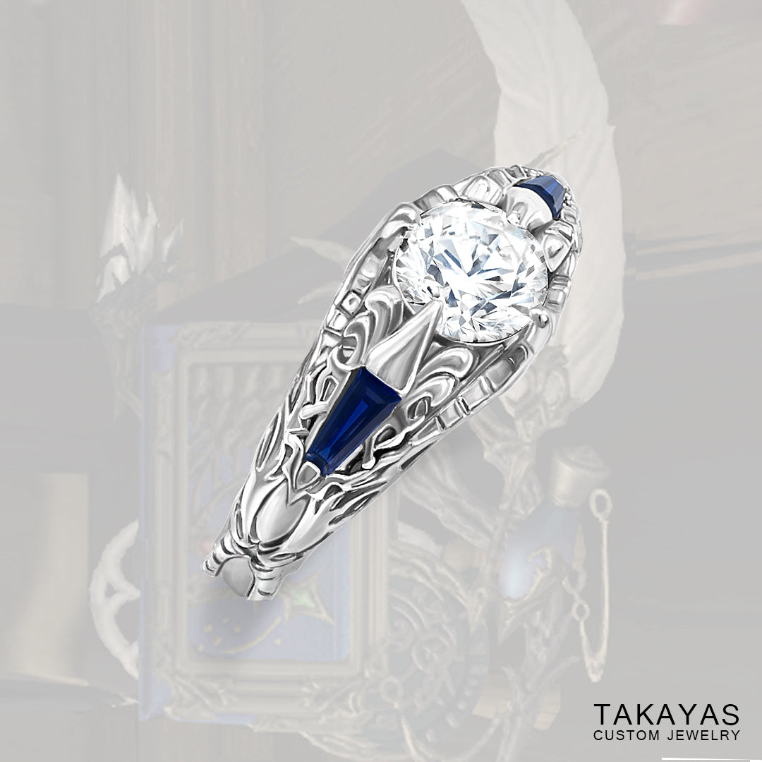 Final Fantasy XIV Scholar Inspired Engagement Ring