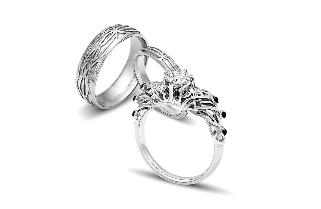 Diablo 3 Demon Hunter and Barbarian Wedding Ring Set