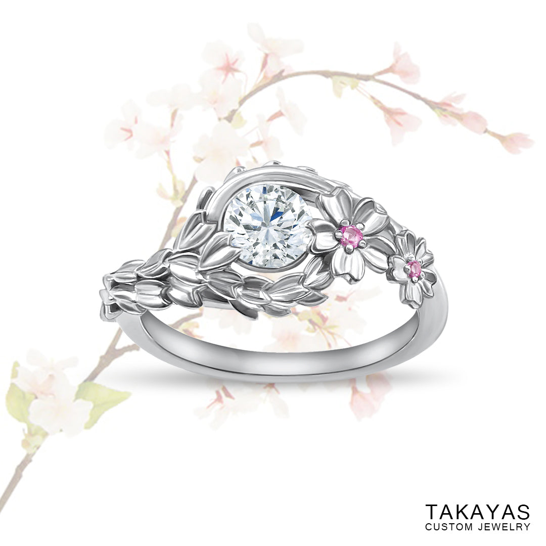 Japanese Cherry Blossom Engagement Ring