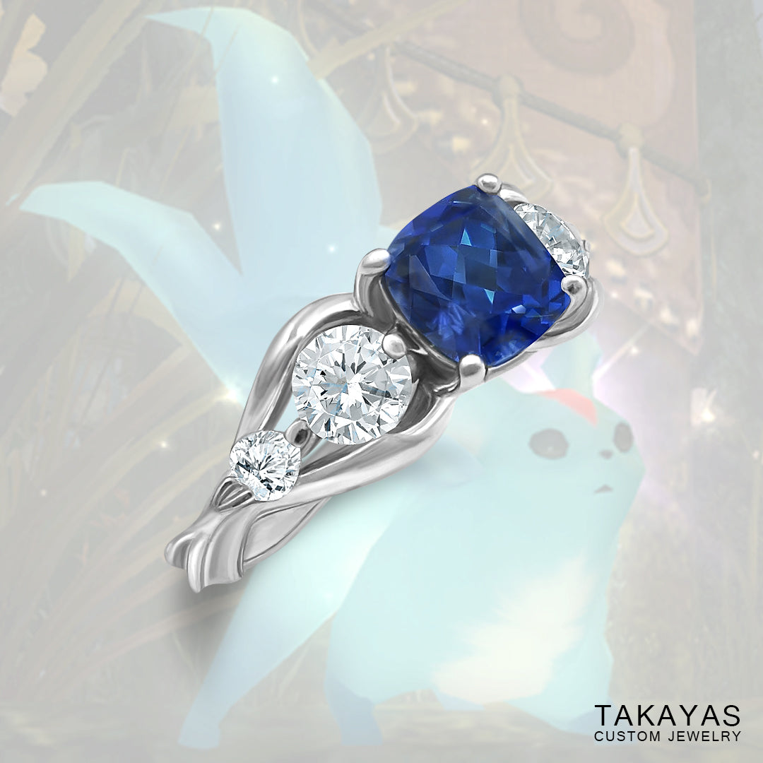 Final Fantasy XIV Carbuncle Inspired Engagement Ring