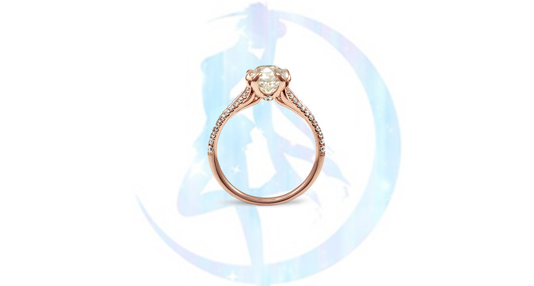 Sailor Moon Inspired Old European Cut Wings Engagement Ring