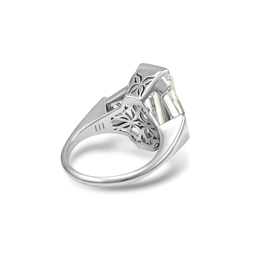 Emerald Cut Diamond Butterfly Engagement Ring