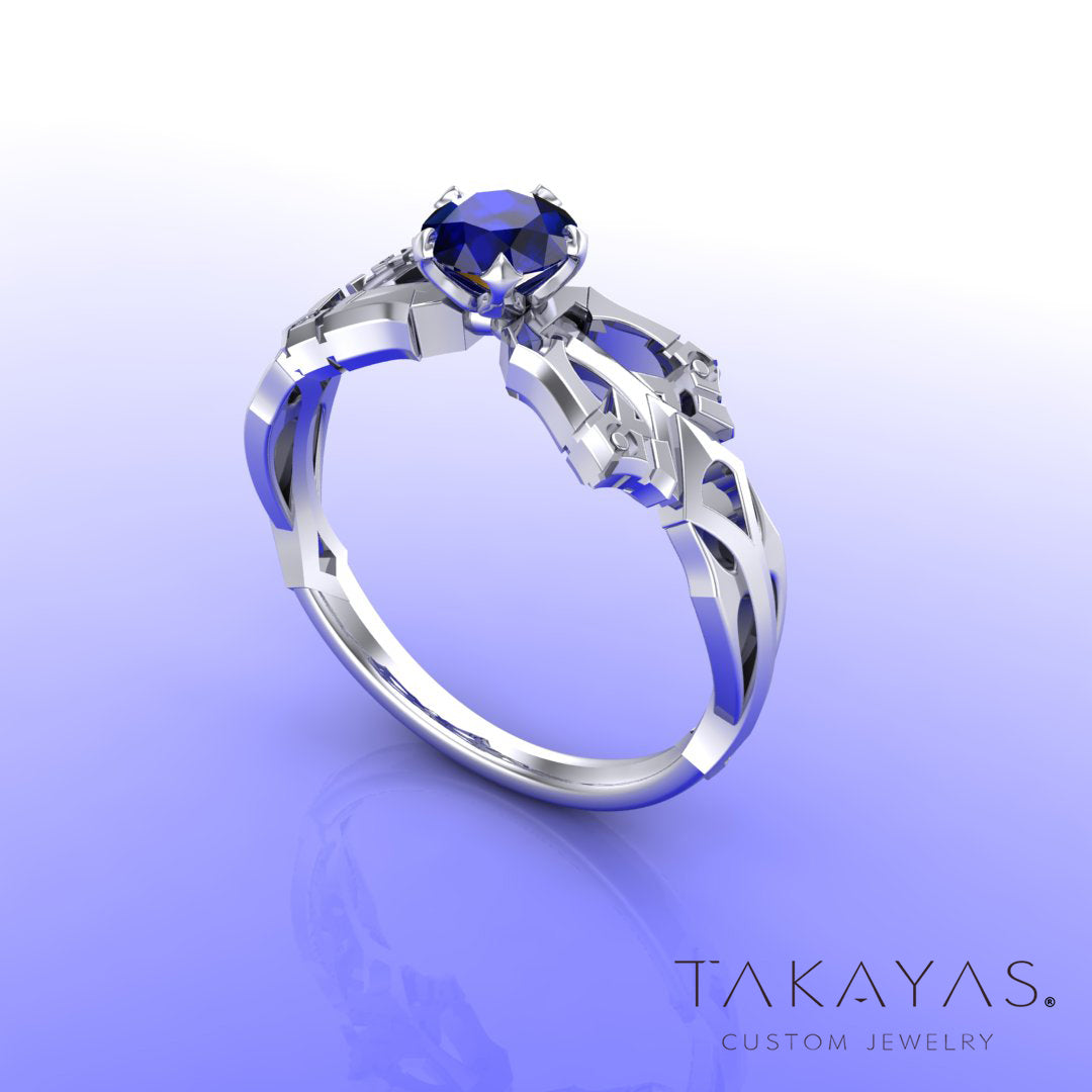 Kingdom Hearts Aqua Stormfall Keyblade Inspired Engagement Ring