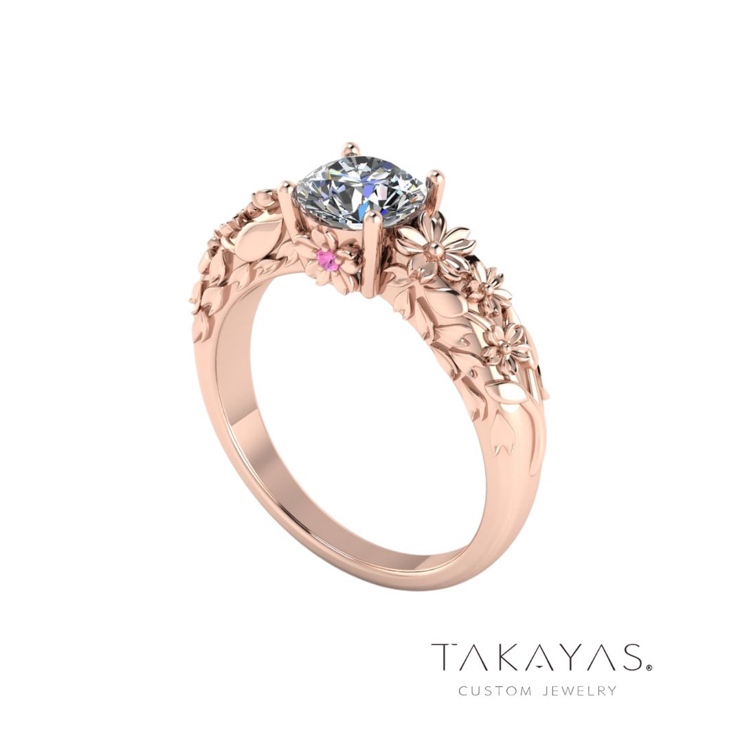 Sakura Diamond Engagement Ring: Love Blossoms in Japan