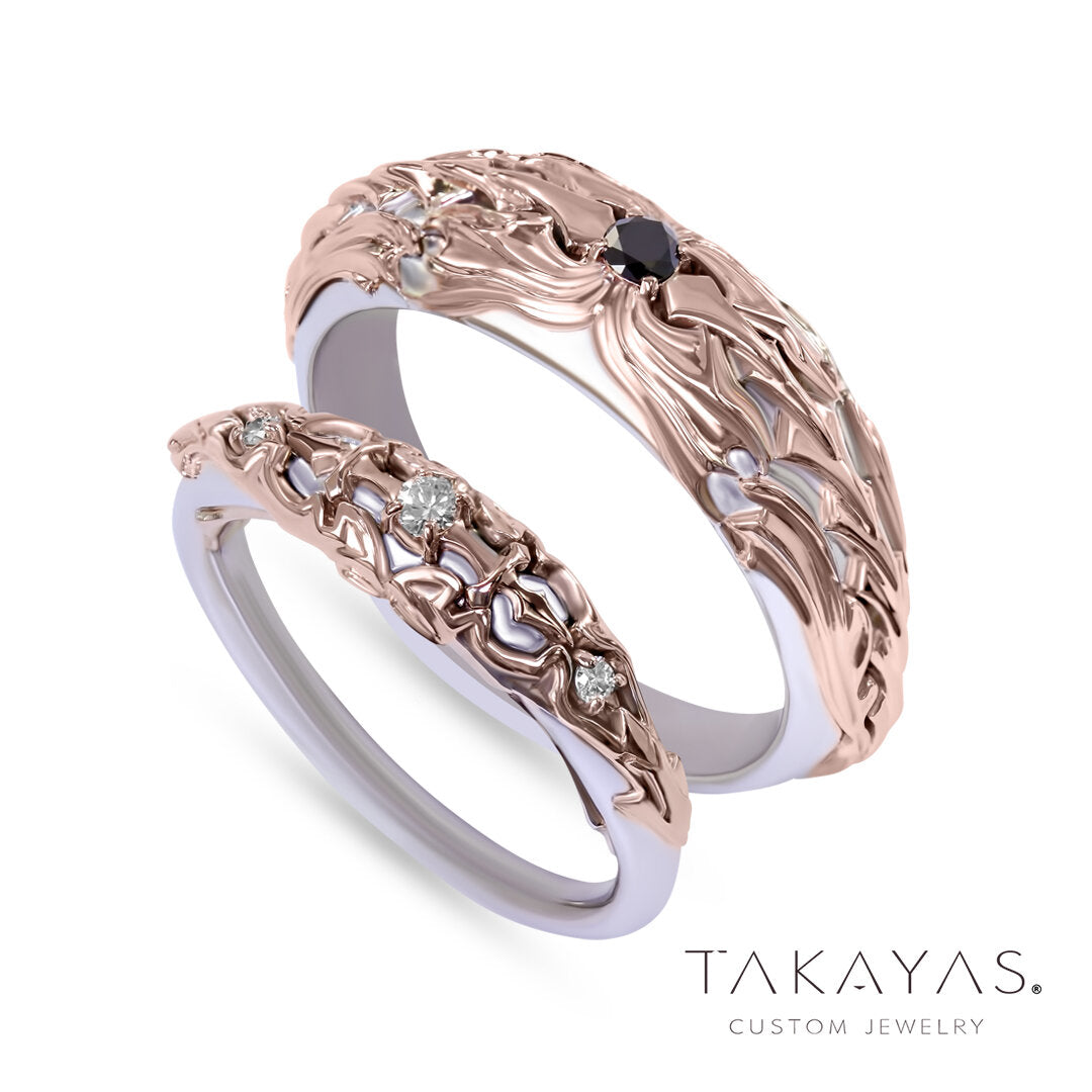 Final Fantasy Shiva &amp; Bahamut Inspired Wedding Bands