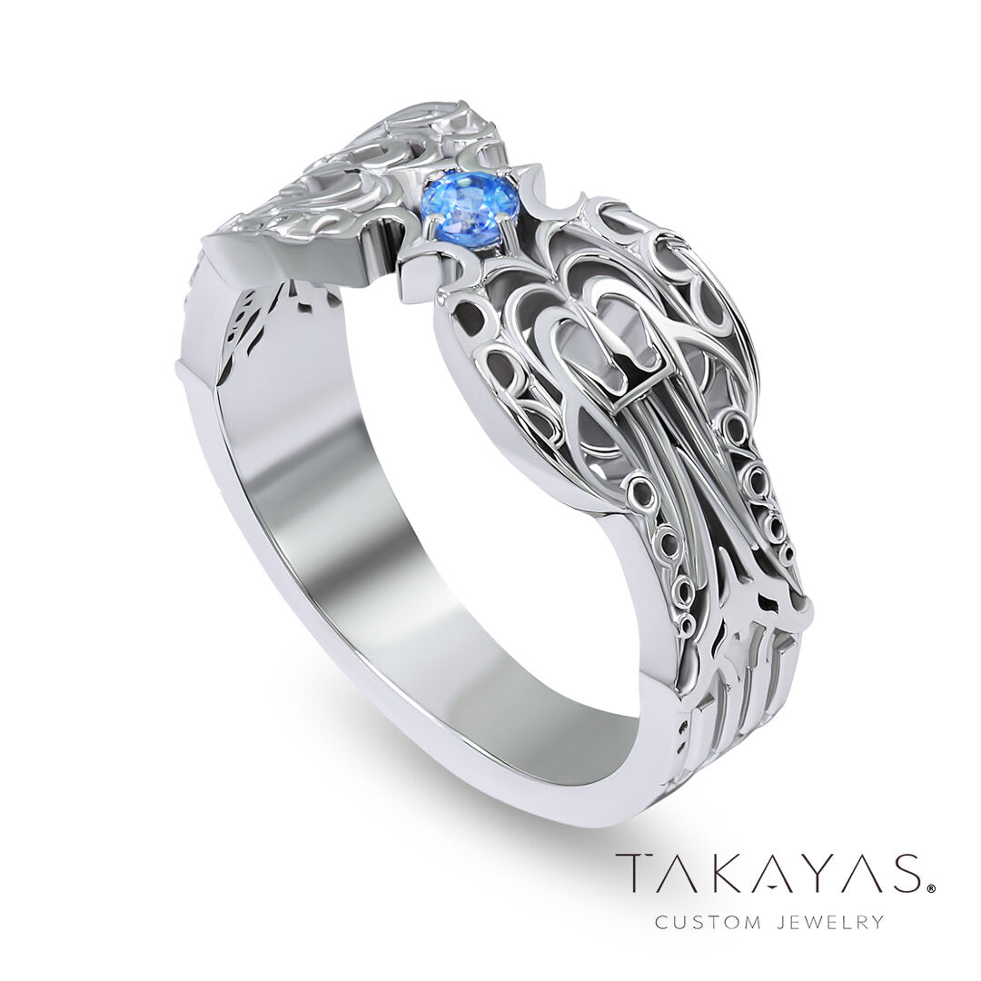 Final Fantasy XIII Night Lotus Inspired Men's Wedding Band