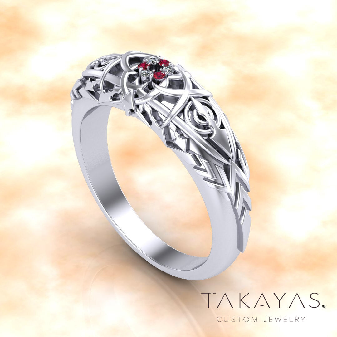 Final Fantasy XIV Black Mage Inspired Wedding Band