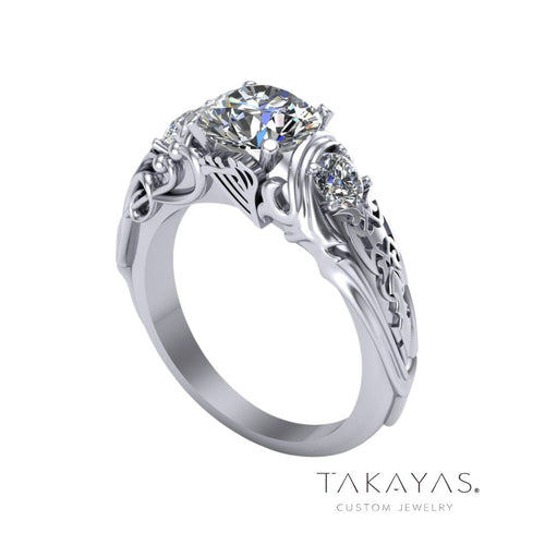Final Fantasy XIV Paladin and Bard Inspired Engagement Ring