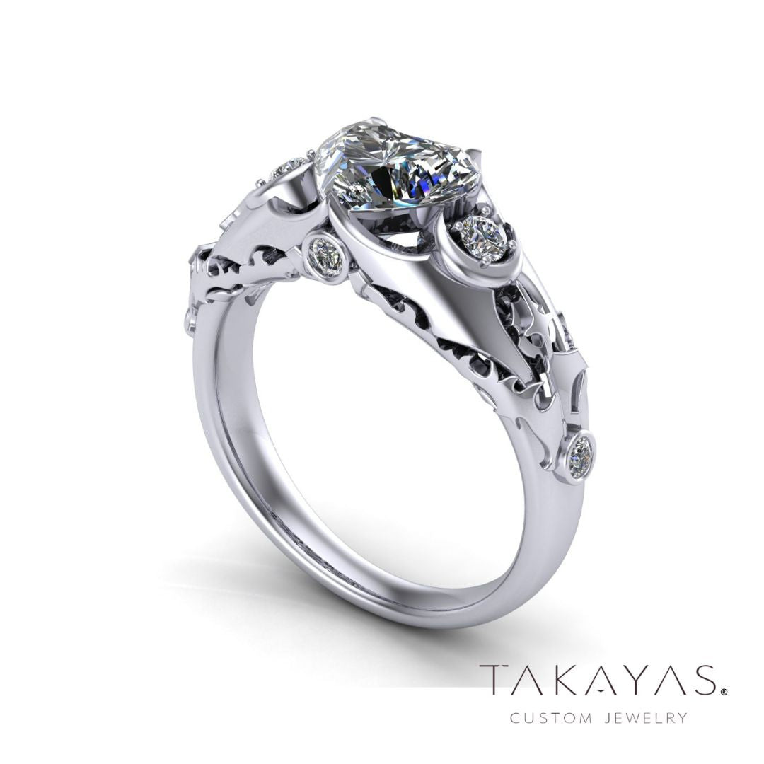 Heartfelt Castlevania Inspired Heart-Shaped Diamond Engagement Ring