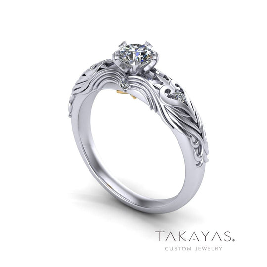 Kingdom Hearts Engagement Ring Featuring an Heirloom Diamond