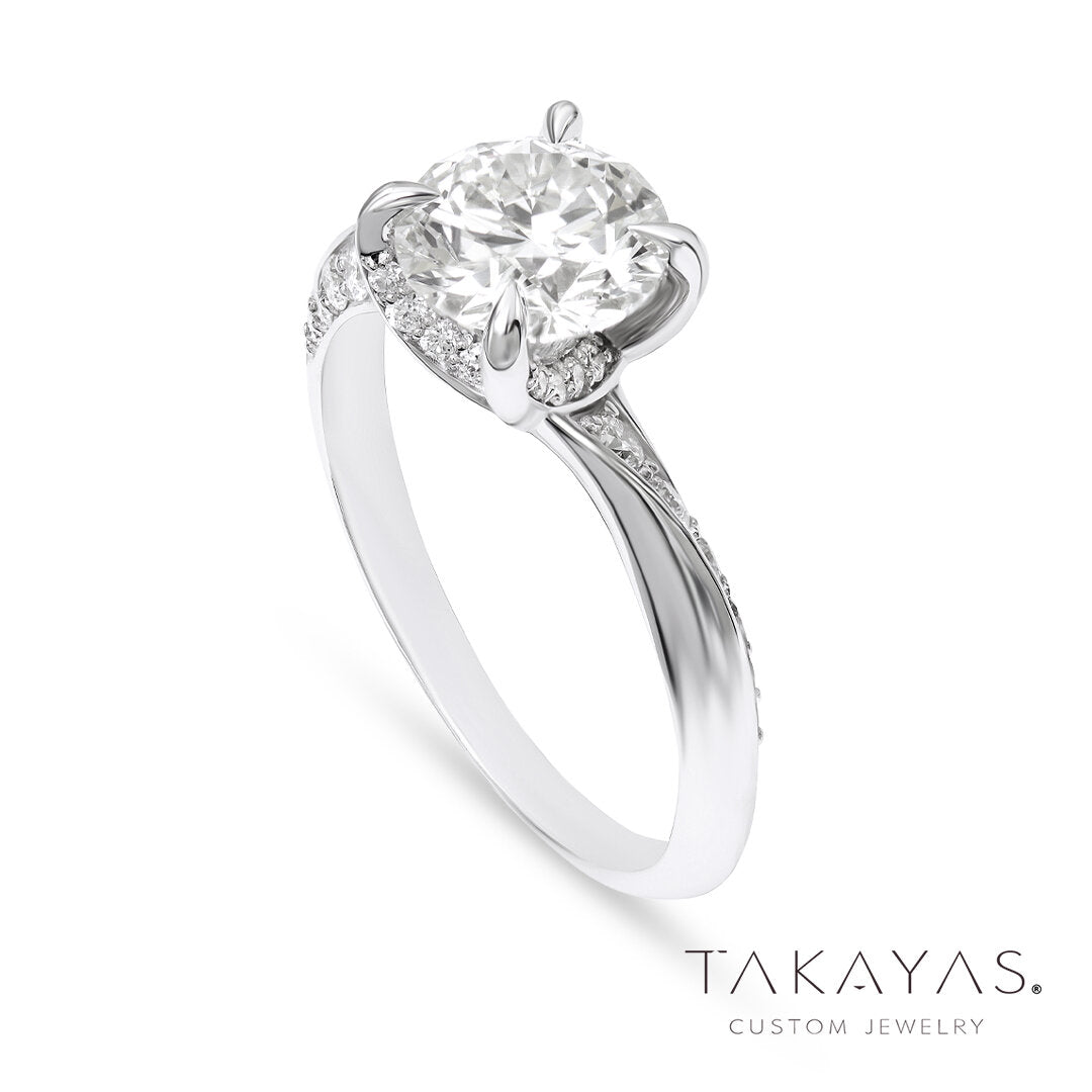 Sculptural Halo Diamond Engagement Ring