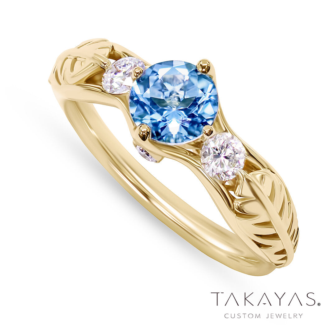 Story of Seasons Blue Feather Inspired Engagement Ring