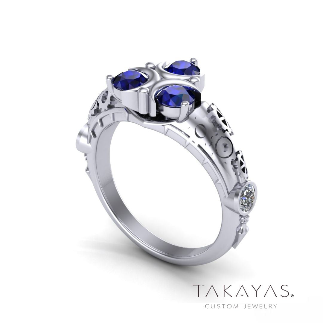 Zora Sapphire and Chrono Trigger Inspired Engagement Ring