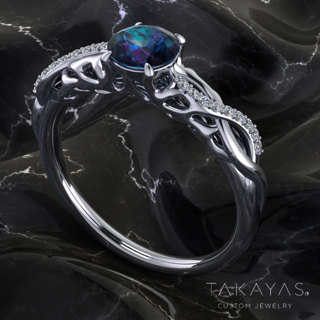 Lab-Grown Alexandrite Engagement Ring | Designed by Takayas