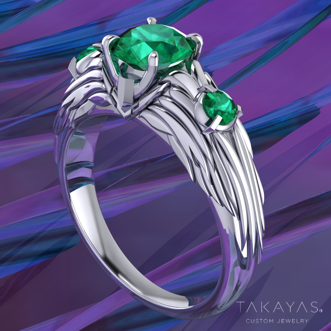 Gundam Inspired Lab Grown Emerald Engagement Ring | Custom Design by Takayas