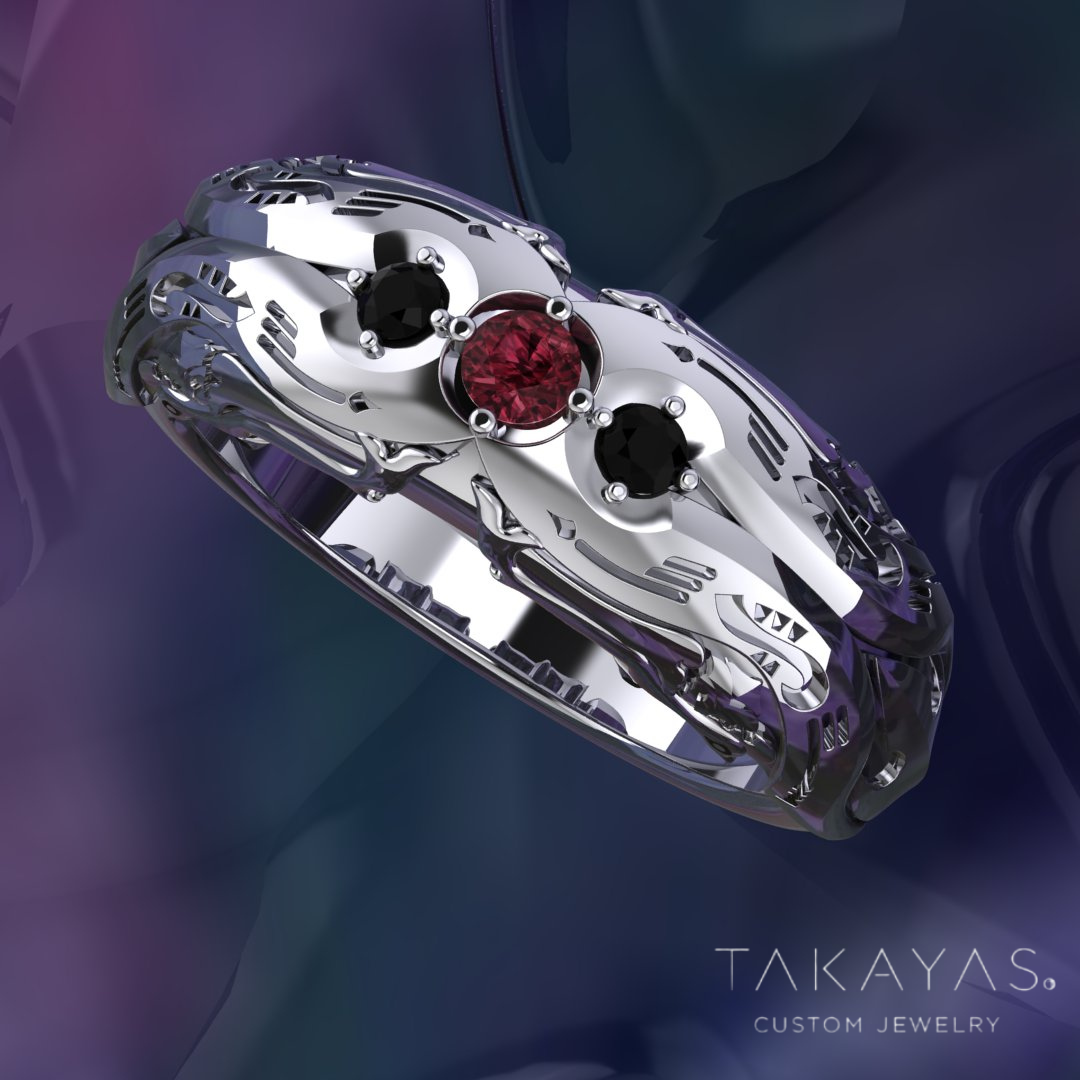 Custom Men’s Wedding Band Inspired by Final Fantasy XIV Warrior