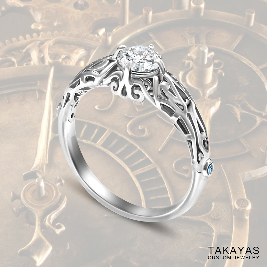 “All In Good Time” Custom Engagement Ring