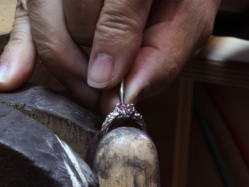 Takayas setting the pink topaz center stone