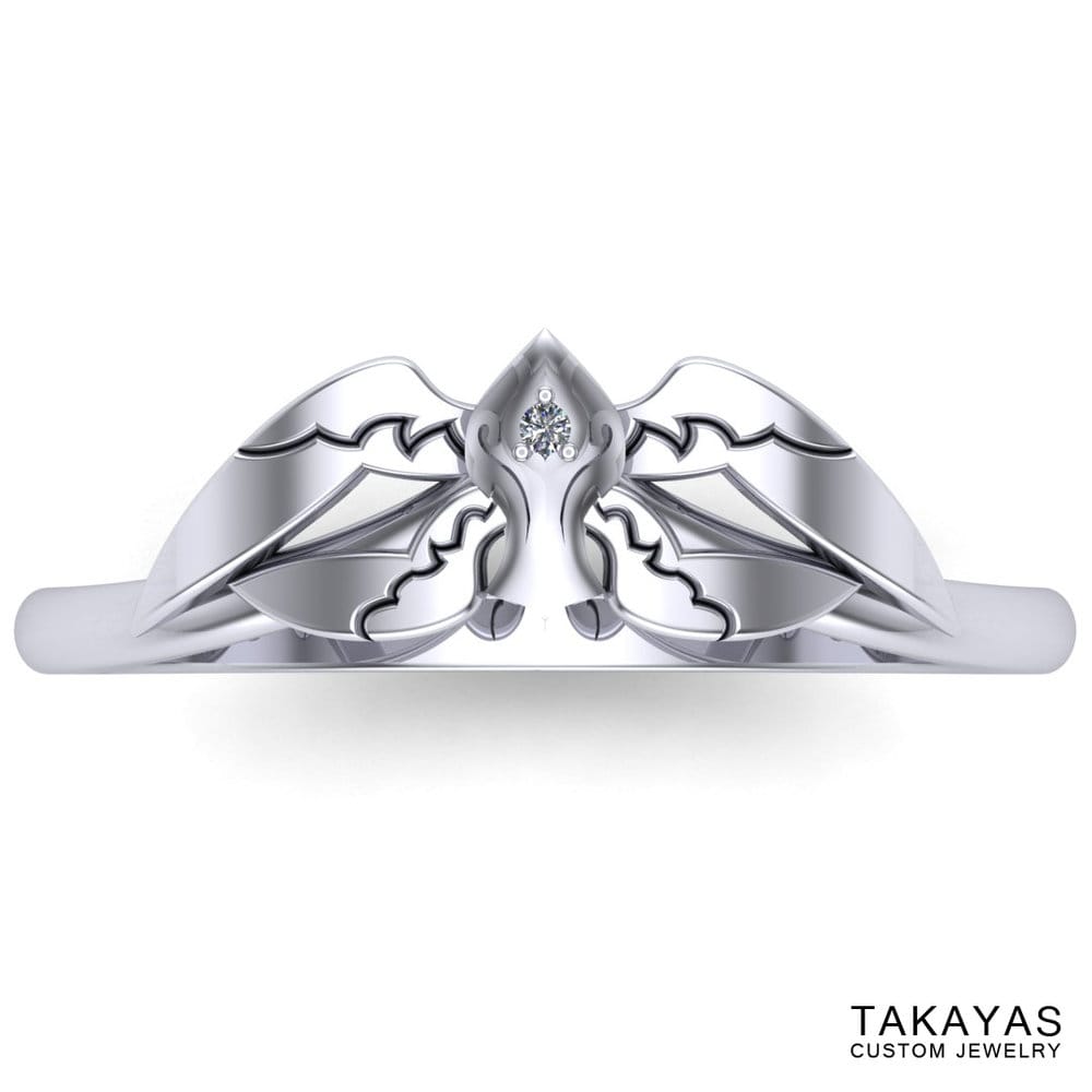 CAD rendering of White Mage Final Fantasy wedding ring designed by Takayas - top view