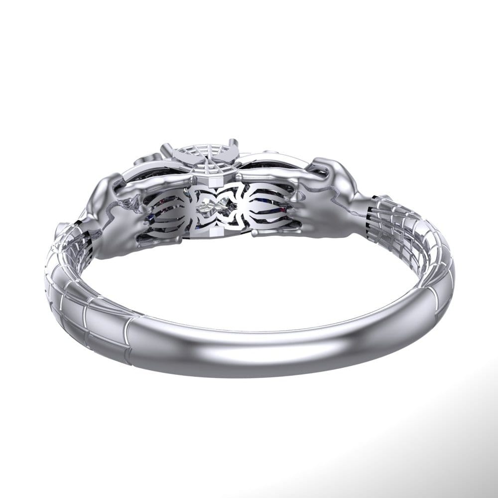 Spider-Man (Spiderman) engagement ring by Takayas CAD rendering under-gallery view