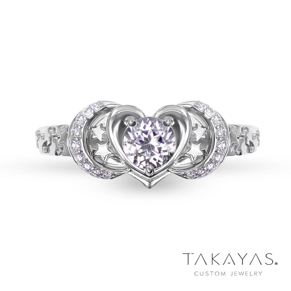 Starry Heart Sailor Moon Inspired Engagement Ring | Takayas Custom Jewelry